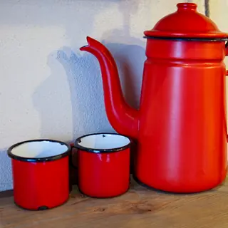 Set cangkir enamel merah (2 buah)